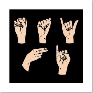 ASL Learning Say Hi Funny Hand Sign language Interpreter Posters and Art